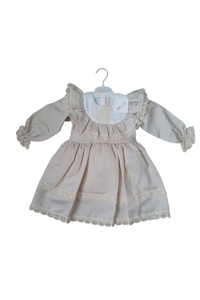 Mininaf Cotton Satin Dress with lining LACE COLLAR LACE SKIRT