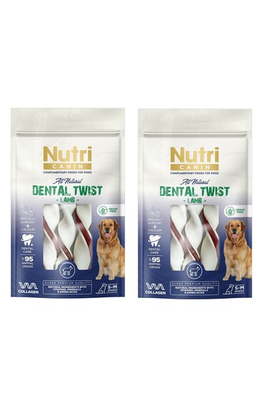 Nutri Canin Dental Twist Kuzu Etli S-M Irk İçin Köpek Kemik Ödülü 80 Gr. X 2 Adet
