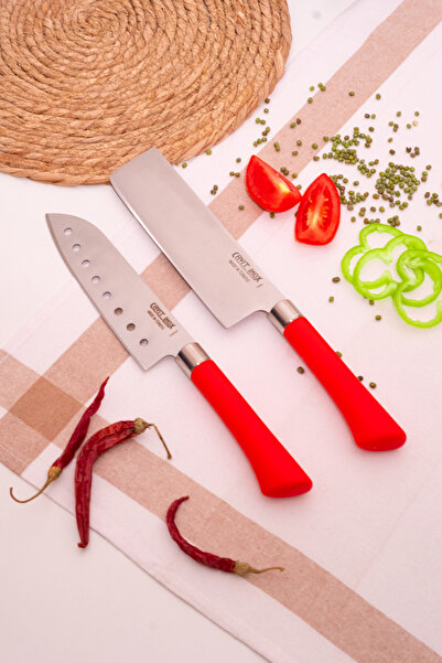 Cavit İnox Şef Bıçağı 2 li Set Nakiri ve Santoku