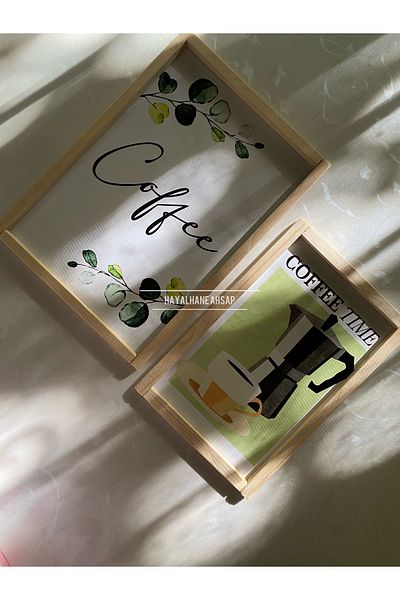 HAYALHANE AHŞAP Комплект ъглова масичка за кафе Coffee Time с дървена рамка