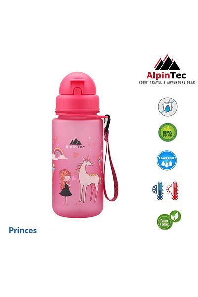 AlpinTec Pink Tritan Children's Water Bottle - with Straw, 400 ml
