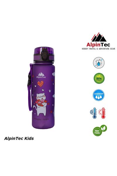 AlpinTec 500 ML Purple Tritan Cat Pattern Children's Water Bottle