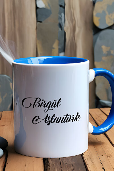 Hedizu Kişiye Özel İsim Soyisim Yazılı Kupa Bardak Mavi İsme Özel Hediye