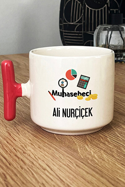 Hedizu Kişiye Özel Muhasebeci Kupa Bardak T Kulplu Pembe