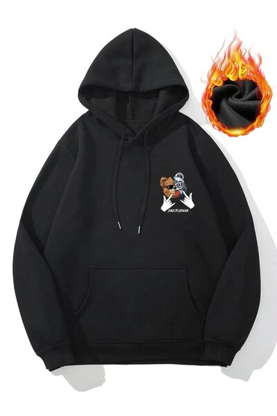 DEEPSENCE Ανδρικό φούτερ με μαύρη χειμερινή κουκούλα Daretto