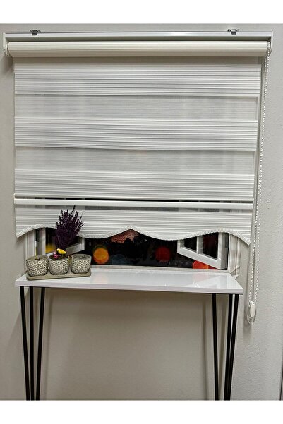 İREMKARAHOME Geniş Plise Ekru Dilimli Zebra Perde