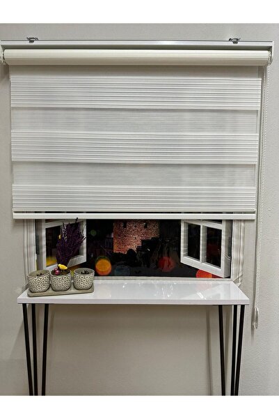 İREMKARAHOME Geniş Plise Ekru Zebra Perde