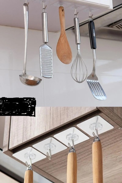TREND 5 Pieces Self Adhesive Transparent Hanger Bathroom Kitchen Cabinet Hanger 6x6 Cm