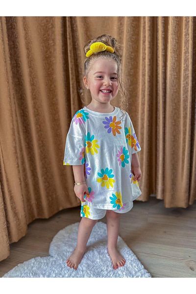 Kamber Sisters Floral Patterned Shorts Set for Girls