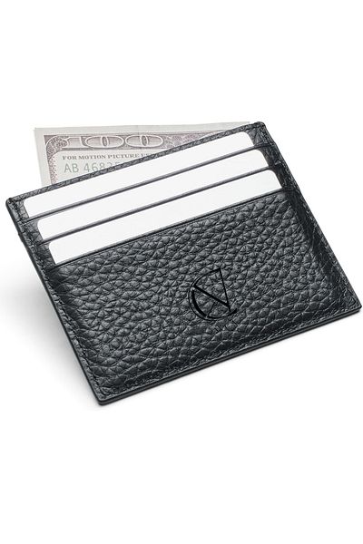 Av A Dos UniSex Super Slim Θήκη Κάρτας Γνήσιου Δερμάτινου - Λεπτή Πιστωτική Κάρτα Μοντέλου με Κουτί από πραγματικό δέρμα
