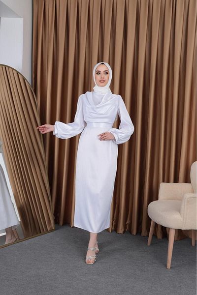 modadeywearst Satin Hijab Evening Dress - Dagaje Cut