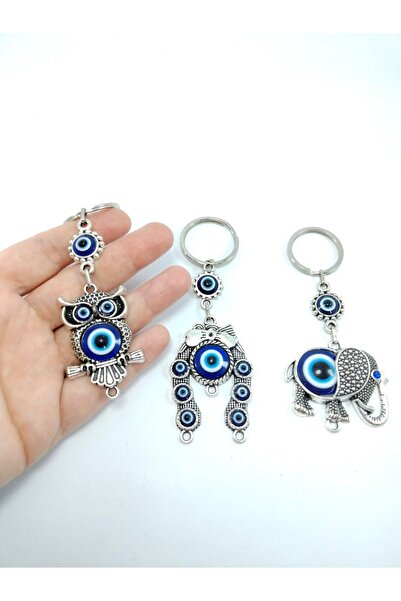 Evil Eye Bead Keychain Set Owl Horseshoe Elephant Souvenir
