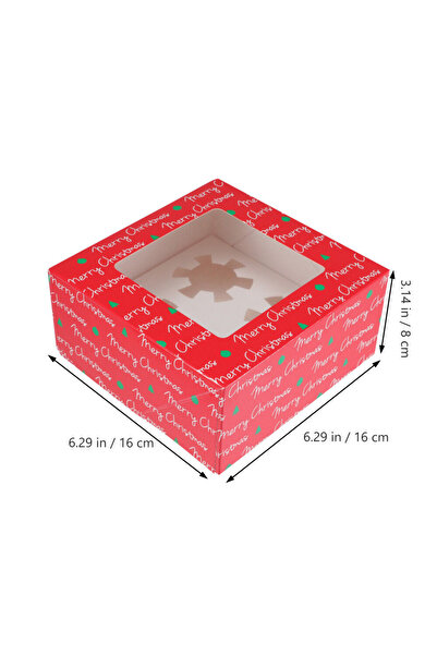 mutlu adım 10 cutii roșii de Crăciun din carton - 16x16x8cm, cu separator interior