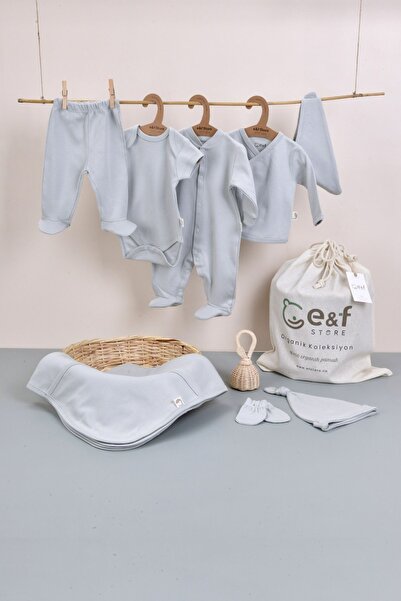 e&f Store 8'li Organik Hastane Çıkışı Seti - Sertifikalı ve Pamuklu Kumaş - Mint Yeşili