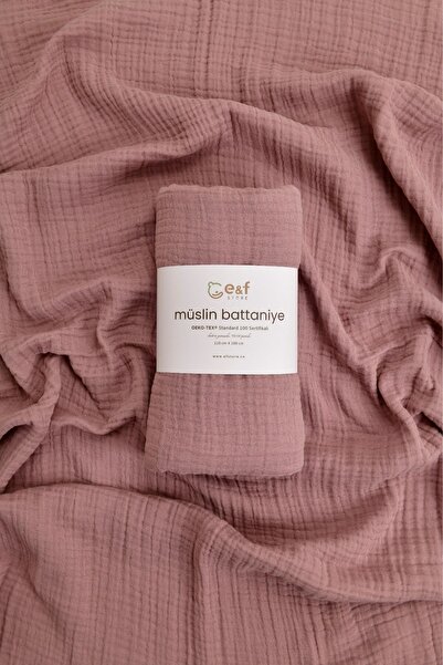 e&f Store بطانية أطفال من الموسلين العضوي 4 طبقات - داستي روز