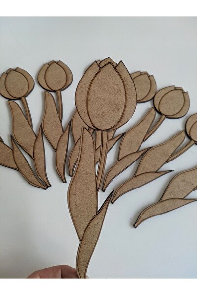 bir parça tasarım مجموعة من 10 علامات كتاب توليب خشبية قابلة للطلاء