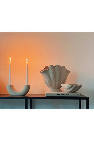 İstiridye vazo &  horn mumluk &  istiridye kase set.