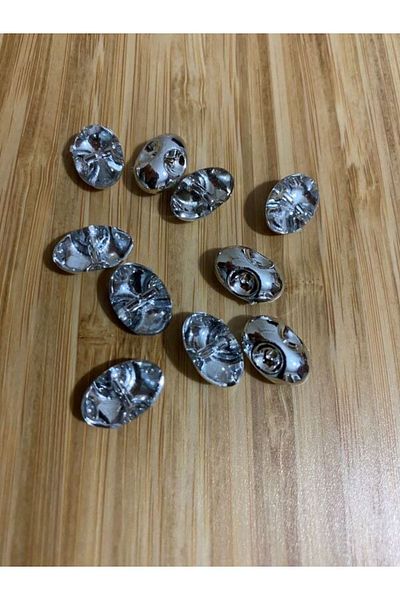 Öztürk Metalized Stone Look Button 1x1.5cm. Pack of 10. No:10