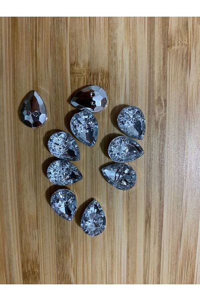 Öztürk Metalized Stone Look Button 1x1.5cm. Pack of 10. No:8