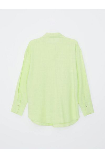 LC Waikiki LCW Vision - Lime Green Oversize Women's Shirt, SoliD Long Sleeve