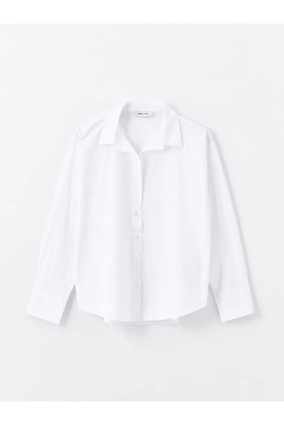 LC Waikiki Dámská košile LCW ECO Optical White Plain s dlouhým rukávem