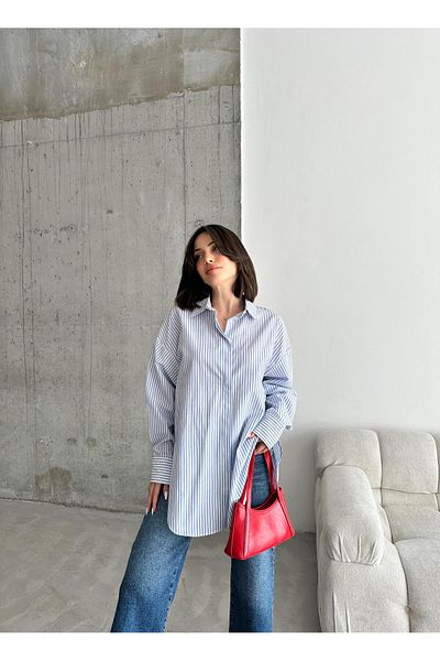 ELBEY Cămașă casual oversize cu dungi albastre