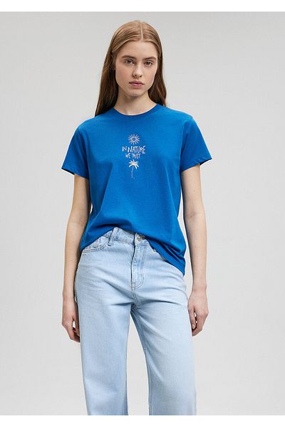 Mavi Tricou albastru cu imprimeu de plajă Slim Fit / Slim Fit1612400-70894