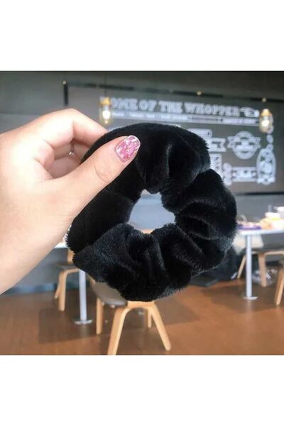 Elvinege Aksesuar Siyah Peluş Simit Toka Lüx Ithal Tavşan Tüyü - Simit Toka -...