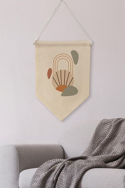 Postifull Διακόσμηση με σημαιάκια από καμβά Boho - Μπαλκόνι, Κρεμάστρα και Στολίδι, NO:480