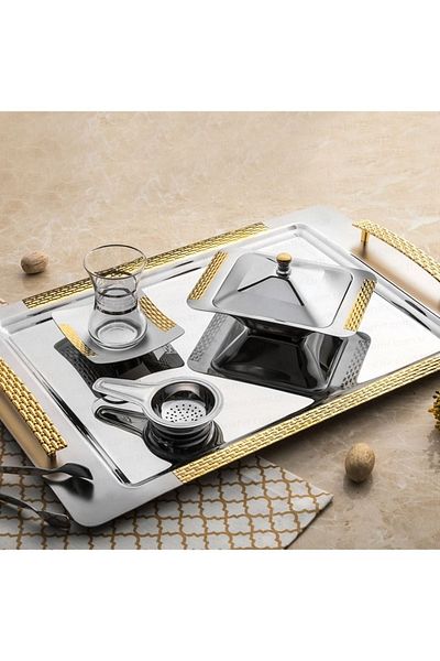 Nehir Glazed Gold Satin Steel Tea Plate