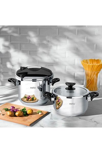 Nehir Silver Matic 7+4 Lt 4 Piece Pressure Cooker Set
