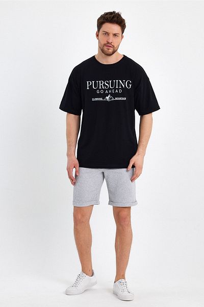 Mad&Calf Ανδρικό μπλουζάκι Pursing Go Ahead με στάμπα μεγάλου μεγέθους