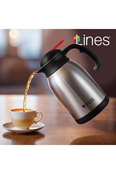 Lines 2 Liter Stainless Steel Copper Thermos - INOX