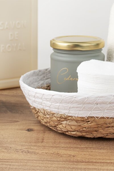 Porsima 15293 Coș decorativ alb din răchită - Bol de pâine organizator multif...