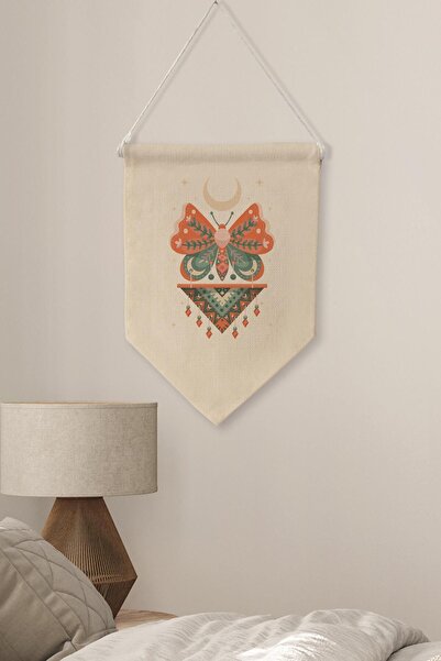 Postifull Διακόσμηση τοίχου Boho Canvas Pennant - Κρεμάστρα και Στολίδι NO:470