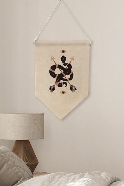 Postifull Κάλυμμα τοίχου Boho Canvas Pennant - Διακόσμηση κουζίνας και δωματίου, κρεμαστό, NO:469