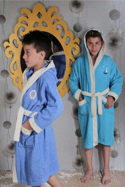 Karna Home Silver Children's Bathrobe Turquoise