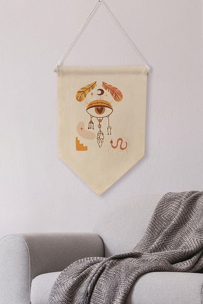 Postifull Boho Canvas Pennant Διακόσμηση τοίχου - Κρεμαστό κάλυμμα τοίχου και στολίδι για κρεβατοκάμαρα NO:465