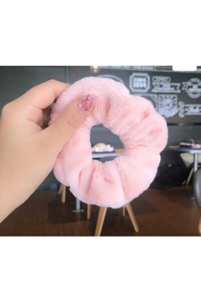 Elvinege Aksesuar Pembe Peluş Simit Toka Lüx Ithal Tavşan Tüyü - Simit Toka -...