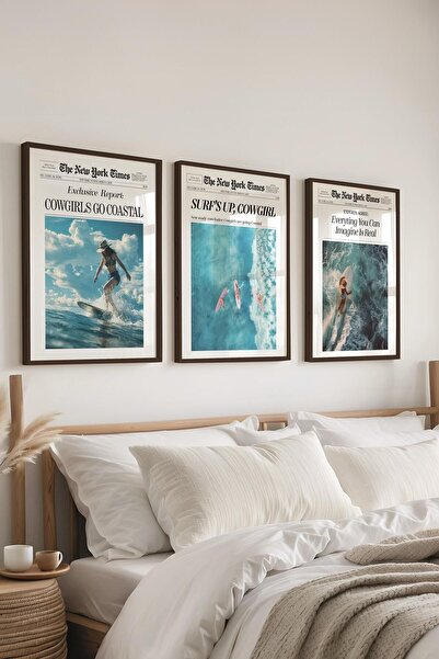 Postifull Set de picturi tematice de vară, 3 bucăți cadru negru și poster - d...