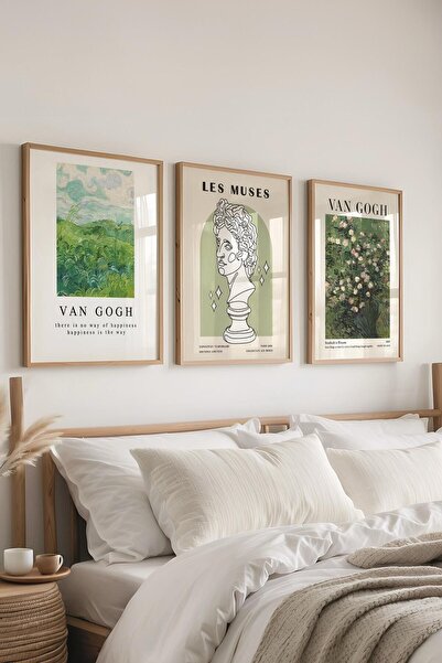 Postifull Van Gogh Painting Set,3Pcs Wooden Frame and Art Series Poster - Bedroom, Kitchen, Living Room Decor
