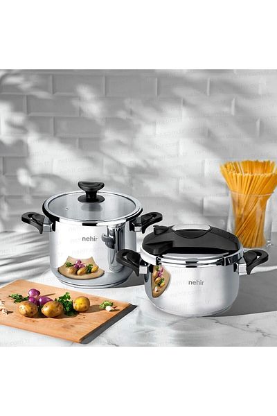 Nehir Silver Matic 7+4 Lt 4 Piece Pressure Cooker Set