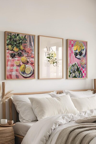 Postifull Maximalist Tablo Seti, 3 Adet Ahşap Çerçeve ve Poster - Yatak Odası, Mutfak, Salon Duvar Dekorasyon