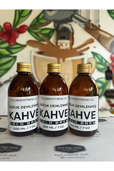 COLD BREW TREND by ugur cadirci Coldbrew 250ml - 3 Pieces Glass Storage Bottle with PVC Label