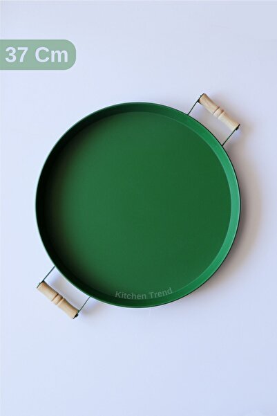 kitchen trend 3 Piece 45red, 37green, 30white Metal Tray with Wooden Handles Tea Tray Presentation Tray Set
