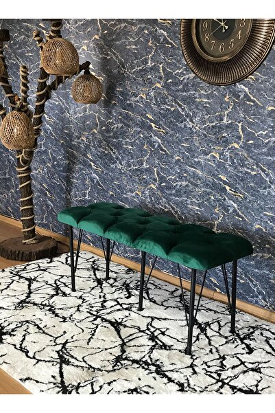 Yirmi15 Metal Ayaklı Babyface Puf & Bench Yeşil