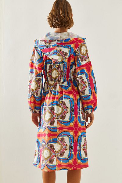 Bianco Lucci Chain Patterned Hooded Dress - Women's, Elastic Waist 21805 60251727