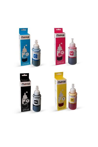 PHOTOINK EPSON  EcoTank L382 için 4renk 1 Takım Photoink Mürekkep