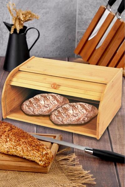 Bambum Bamboo Bread Bowl - Storage Box with Sliding Lid