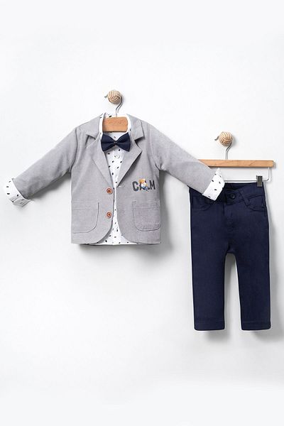 LULU Kids Boy's Suit Jacket, Bow Tie and Slopet Model "Cawl